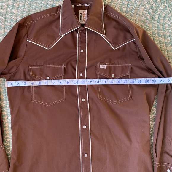 Vintage Bar-B Brown With White Piping Men’s Western Shirt Size Medium - Picture 4 of 7